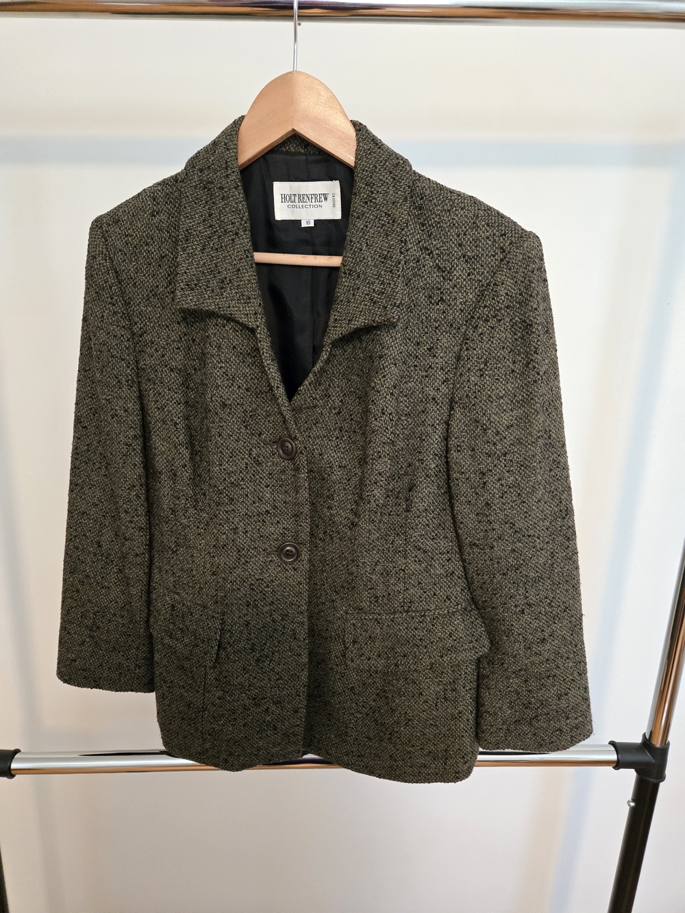 Holt Renfrew Olive Tweed Blazer Jacket